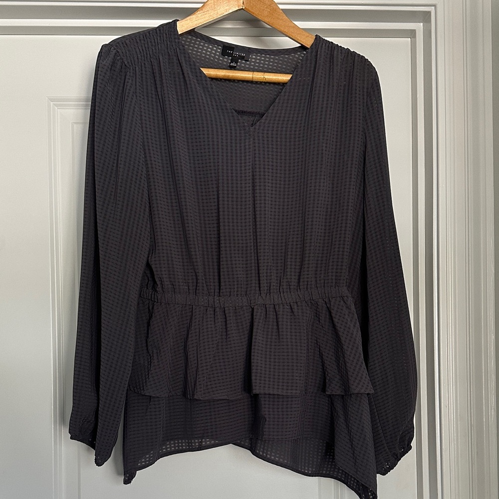 The Limited Dark Gray Peplum Blouse